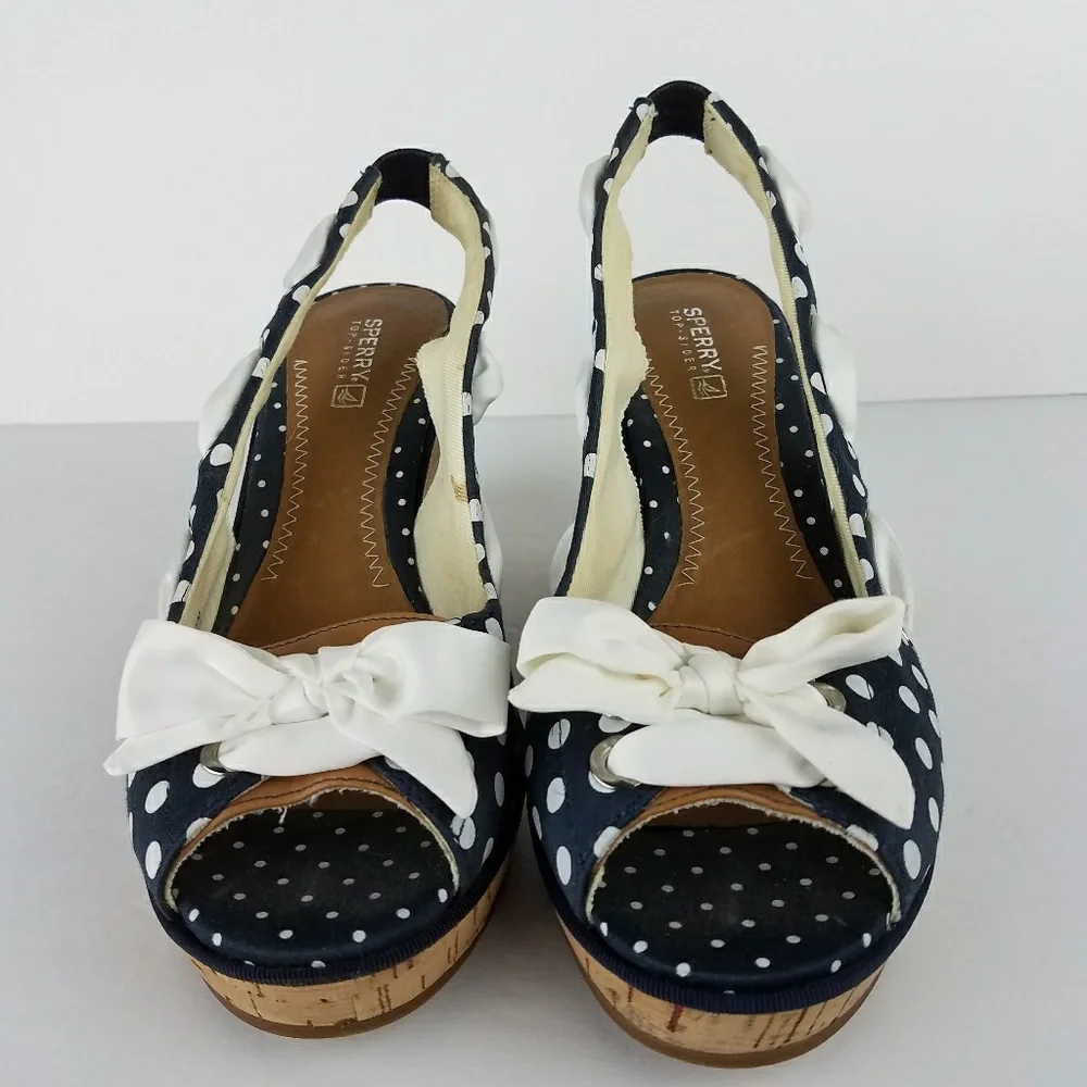 Sperry Top Sider Women Shoes Wedges Polka Dot 8.5
